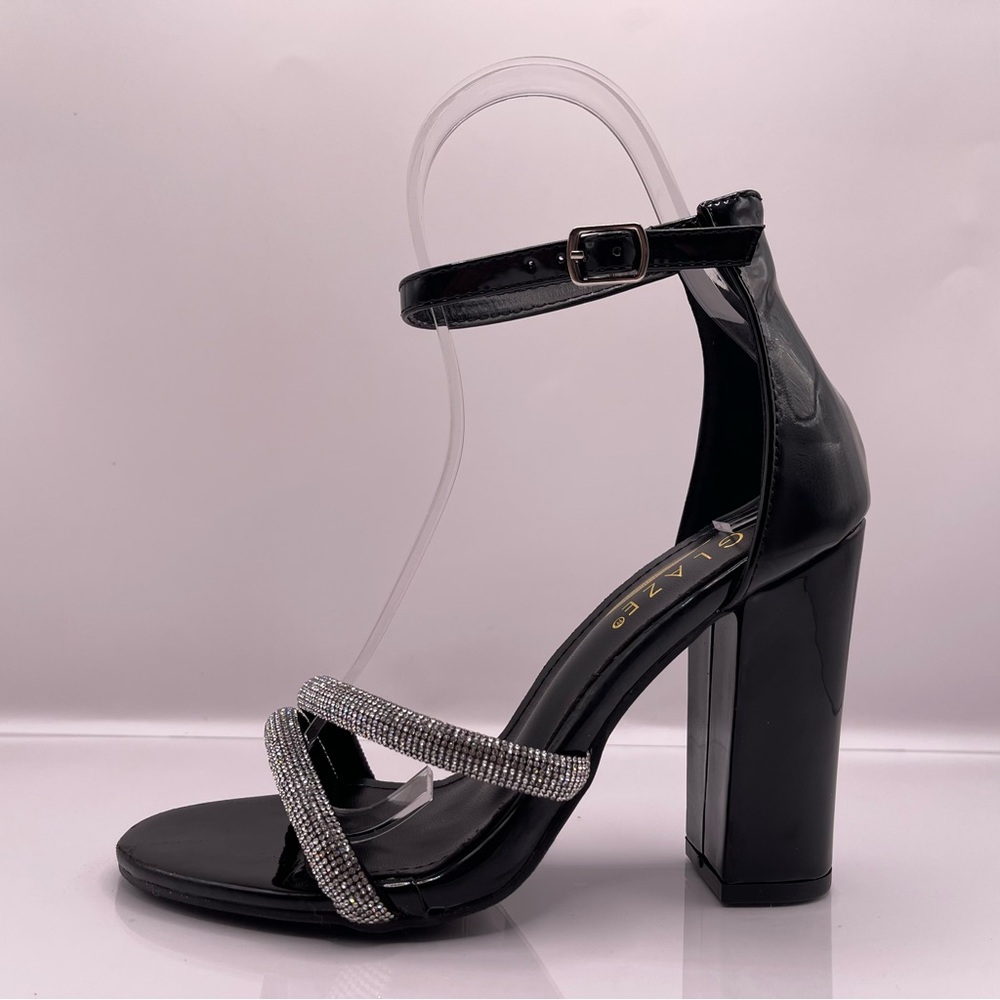 Glaze Black Heels with Silver Accents